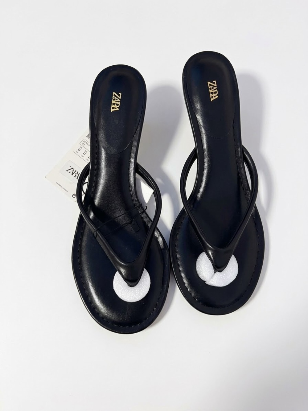 Zara Black Leather Thong Sandals